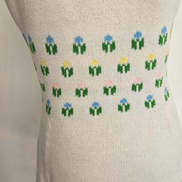Vintage Tennisknit by Hampton Court Mini Knit Dress Floral 1970s Rare Women - Picture 5 of 11